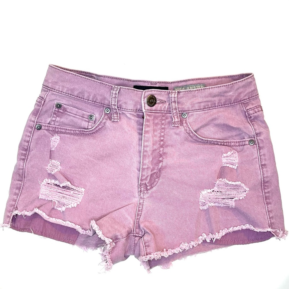 Aeropostale high waisted shorts size 4 lilac distressed denim 5 pocket